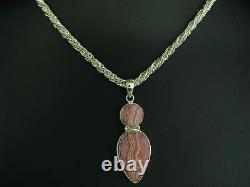 925 Sterling Silver Chain & Pendant With Rose Quartz Decorations/101,0cm/72,2g