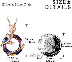 925 Sterling Silver Necklace Rose Flower Pendant Crystal Jewellery Mothers Day W