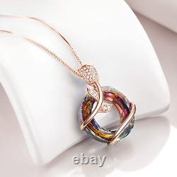 925 Sterling Silver Necklace Rose Flower Pendant Crystal Jewellery Mothers Day W