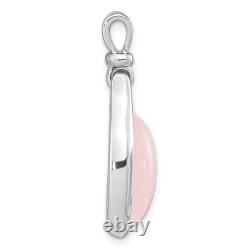 925 Sterling Silver Rose Quartz Oval Necklace Charm Pendant