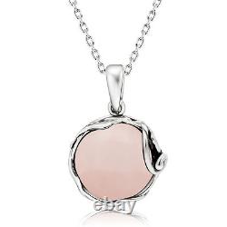 925 Sterling Silver Rose Quartz Vintage Style Pendant Necklace Jewelry For Her