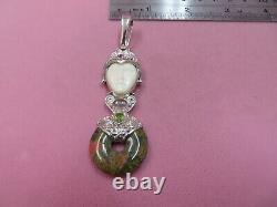 925 Sterling Silver Sajen Goddess Unakite Rose Quartz Tourmaline Pendant 22.8G