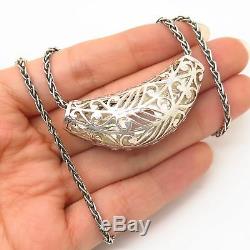 925 Sterling Silver Suarti Bali Rose Quartz Ornate Pendant Chain Necklace 17
