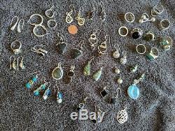 925 Sterling Silver gemstone jewelry HUGE LOT over 50 pieces see photos