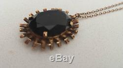 9ct 9k Rose Gold And Brown Quartz Pendant And Chain English Manufacture