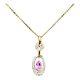 9ct 9k Yellow Gold Rose Pink Quartz And Diamond Pendant. Brand New