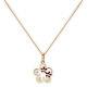 9ct Gold & CZ Crystal Flower Outline w Rose Gold Flowers Necklace 16-20 Inches