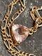 9ct Gold Chain Bracelet With 10k Trillion Cut Liliac Quartz Charm Pendant 7.5