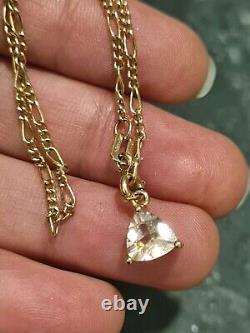 9ct Gold Chain Bracelet With 10k Trillion Cut Liliac Quartz Charm Pendant 7.5