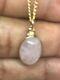 9ct Gold Natural rose quartz oval single pendant & 18 9k curb chain hallmark