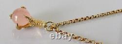 9ct Gold Necklace Vintage 9ct Gold Rose Quartz Eagles Claw Pendant & 9ct Chain