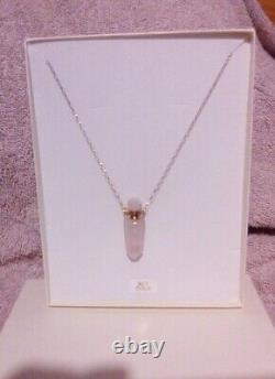 9ct Gold Necklace With Rose Quartz Perfume Poison Secret Bottle & Gift Box