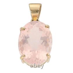 9ct Gold Pendant 7.76g Cocktail Rose Quartz 29mm x 14.6mm Fully Hallmarked