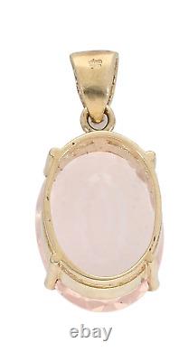 9ct Gold Pendant 7.76g Cocktail Rose Quartz 29mm x 14.6mm Fully Hallmarked