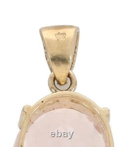 9ct Gold Pendant 7.76g Cocktail Rose Quartz 29mm x 14.6mm Fully Hallmarked