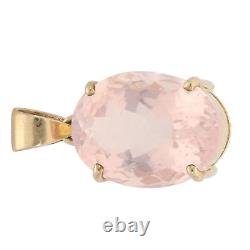 9ct Gold Pendant 7.76g Cocktail Rose Quartz 29mm x 14.6mm Fully Hallmarked