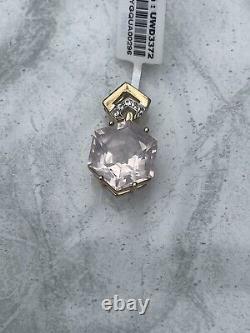 9ct Gold Pendant Rose Quartz & White Topaz