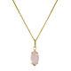 9ct Gold & Rose Quartz CZ Crystal Oval Necklace 16 20 Inches