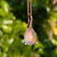 9ct Rose Gold Rose Quartz Diamond Teardrop Pendant Charm Pink Natural Cabochon