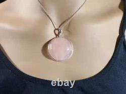 AAA+Pink Rose Quartz Round Gemstone Pendant 925 Sterling Silver Healing pendant
