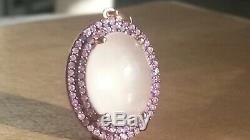 AAA gem quality rose quartz and pink sapphire halo design pendant