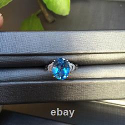 AAAAA Natural Blue Topaz 3.39ct Withdiamond 0.08ct set in Rose 18K Gold ring K#