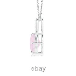 ANGARA 6mm Rose Quartz Infinity Pendant Necklace with Diamonds in Silver