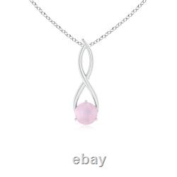 ANGARA 6mm Rose Quartz Infinity Twist Pendant Necklace in Silver for Women