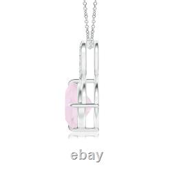 ANGARA 7mm Rose Quartz Infinity Pendant Necklace with Diamonds in Silver