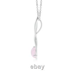 ANGARA 7mm Rose Quartz Infinity Twist Pendant Necklace in Silver for Women