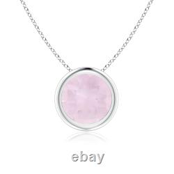 ANGARA 7mm Rose Quartz Solitaire Pendant Necklace in Sterling Silver for Women