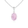 ANGARA 7x5mm Rose Quartz Pendant Necklace in Sterling Silver for Women, Girl