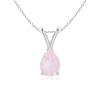 ANGARA 7x5mm Rose Quartz Solitaire Pendant Necklace in Sterling Silver for Women