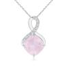 ANGARA 8mm Rose Quartz Infinity Pendant Necklace with Diamonds in Silver