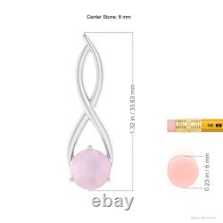 ANGARA 8mm Rose Quartz Infinity Twist Pendant Necklace in Silver for Women