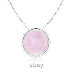 ANGARA 8mm Rose Quartz Solitaire Pendant Necklace in Sterling Silver for Women
