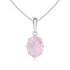 ANGARA 8x6mm Rose Quartz Pendant Necklace in Sterling Silver for Women, Girl