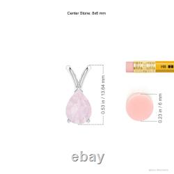 ANGARA 8x6mm Rose Quartz Solitaire Pendant Necklace in Sterling Silver for Women