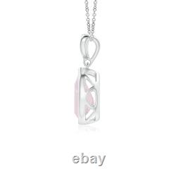 ANGARA 8x6mm Rose Quartz Teardrop Pendant Necklace with Diamond in Silver