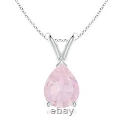 ANGARA 9x7mm Rose Quartz Solitaire Pendant Necklace in Sterling Silver for Women
