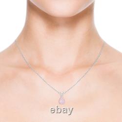 ANGARA 9x7mm Rose Quartz Solitaire Pendant Necklace in Sterling Silver for Women