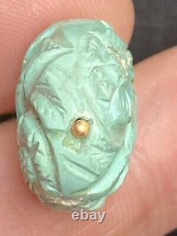 ANTIQUE CHINESE CARVED TURQUOISE & ROSE QUARTZ PENDANT. 18 ct gold. 1900