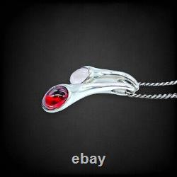 AUTH Georg Jensen Carnival Pendant Rose Quartz Garnet 925 Sterling Silver 1737