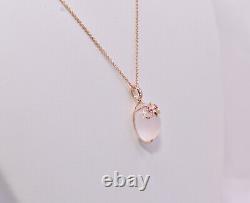Adorable Owl Necklace with White Quartz, Pink Sapphire & Diamond 18K Rose Gold