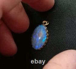 Amazing HUGE 12.5ct Australia Natural Solid Crystal Opal 18ct Gold Pendant