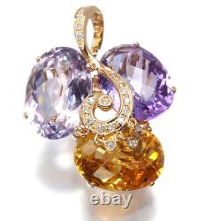 Amethyst Citrine 16.59ct Diamond 0.11ct Pendant 18K 750 Rose Gold