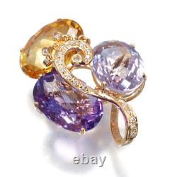 Amethyst Citrine 16.59ct Diamond 0.11ct Pendant 18K 750 Rose Gold