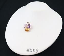 Amethyst Citrine 16.59ct Diamond 0.11ct Pendant 18K 750 Rose Gold