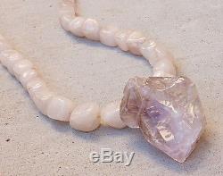 Amethyst Crystal Lavender Raw Natural Pendant Top Grade Rose Quartz Necklace Big