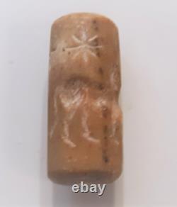 Ancient Akkadian Rose/Tan Quartz Cylinder Seal Pendant
